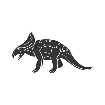 Prehistoric protoceratops dinosaur vector icon for cretaceous paleontology science.