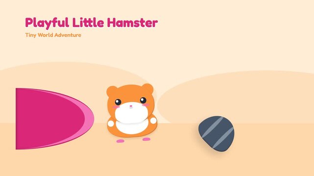 Playful Little Hamster Animation Cute Cartoon Character Playing.