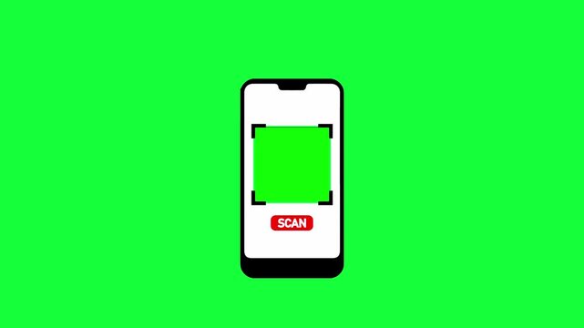 Smartphone Scanning Interface Animation on Chroma Key Green Screen Background
