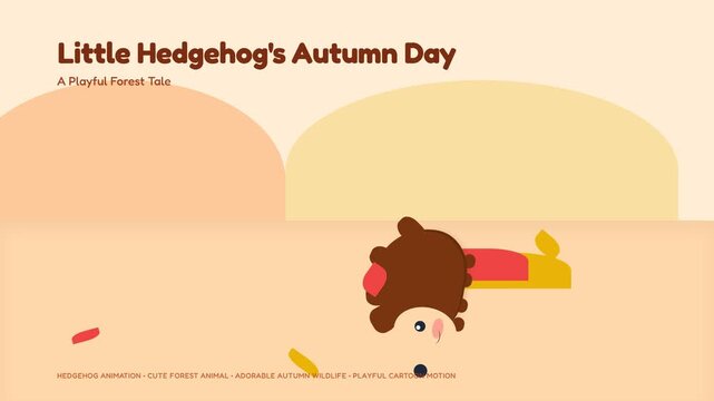 Little Hedgehog Enjoying a Playful Autumn Day in the Forest.