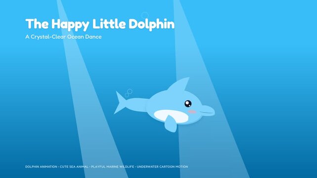 The Happy Little Dolphin Swimming Through The Deep Blue Ocean.