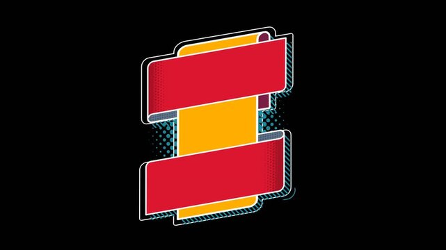 vector illustration of a blank card with a ribbon banner pop up reveal effect with alpha channel