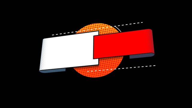 vector illustration of a blank card with a ribbon banner pop up reveal effect with alpha channel