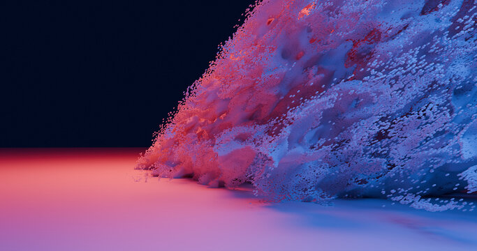3d abstract particle with color light background