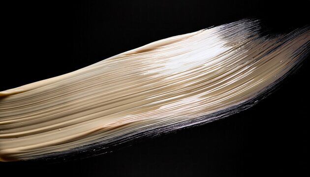 Glossy Cream Brushstroke With Soft Light On Transparent Background
