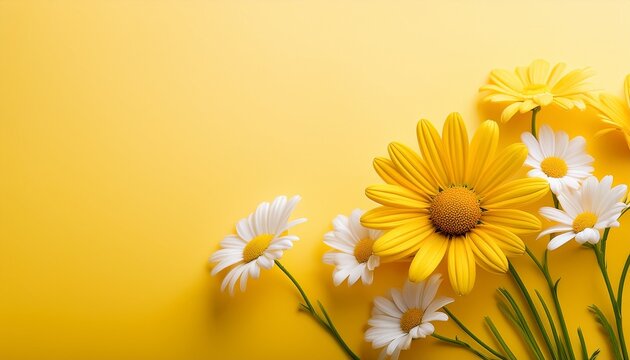 Nature Backgrounds Daisy On A Yellow Background