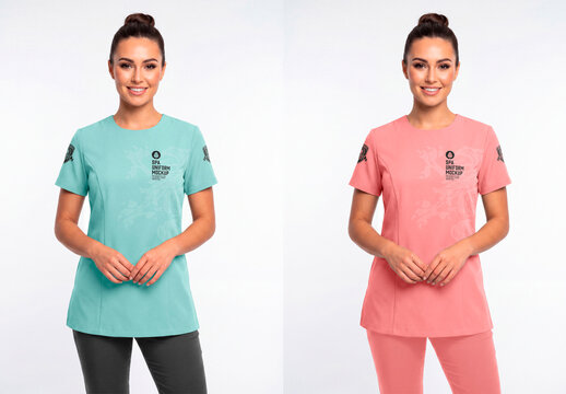 Women medical scrub uniform mockup isolated on background