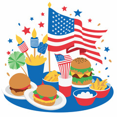 Patriotic American Flag Burgers And Fries © onTop