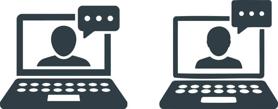 Two laptops with people chatting on screen