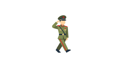 Fototapeta premium Saluting North Korean Soldier Illustration
