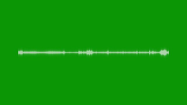 Minimal white sound waves meter isolated on green background, futuristic line audio wave visualization, high tech music oscillation frequency bars, modern digital sound wave animation in 4k video