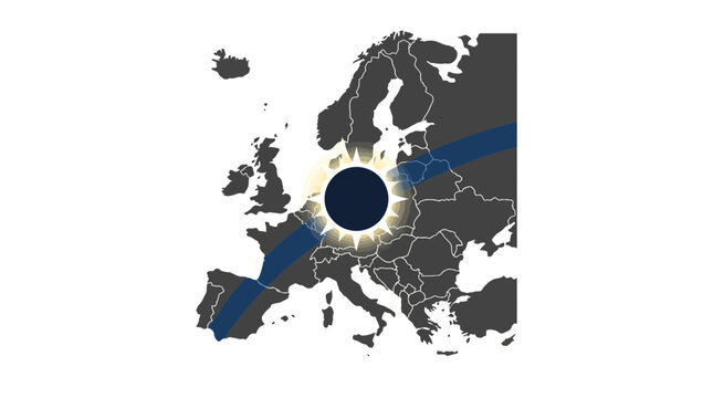 Solar Eclipse Path Over Europe Map