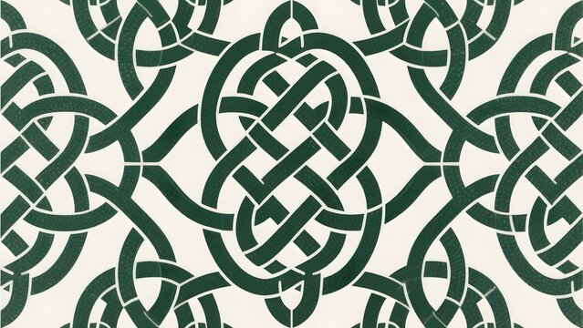 Dark Green Seamless Celtic Knot Pattern with Timeless Decorative Style