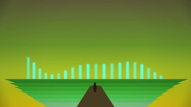 Lo-Fi Music Visualizer with Silhouette Figure on Tiered Platform