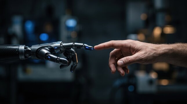 Human and robot interaction in a high-tech laboratory exploring future connections in a dynamic environment