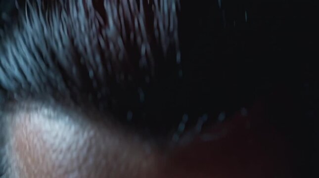 Close up of a scary vampire face with red eyes and fangs bared in a snarl