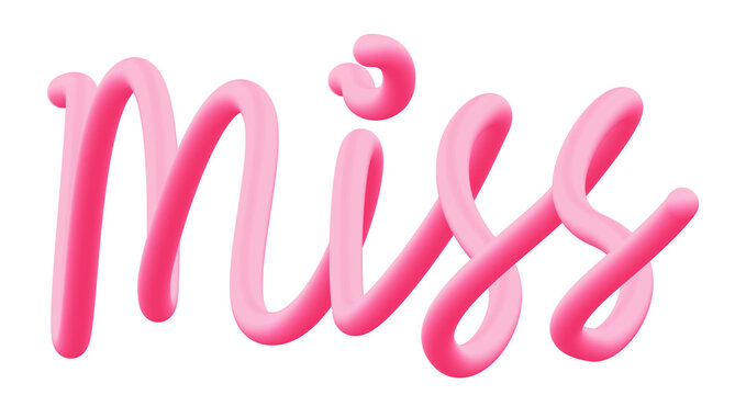 Miss word is presented in a flowing pink cursive style with a polished three-dimensional texture.