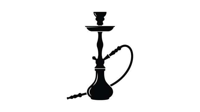 hookah silhouette on white background black smoking pipe tobacco arabic middleeastern culture