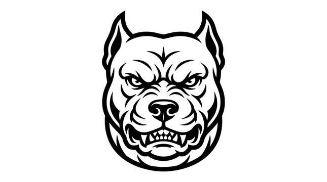Angry Pit Bull Dog Face.