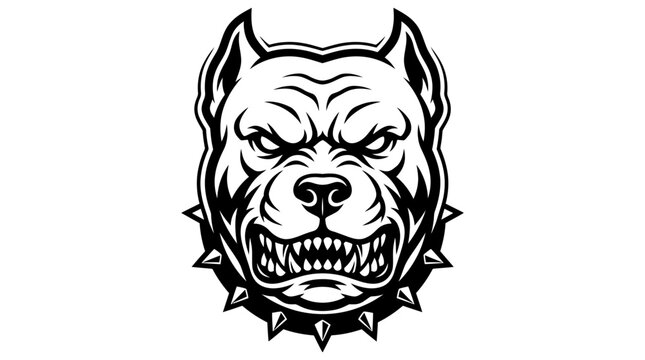 Angry Pit Bull Dog Face.