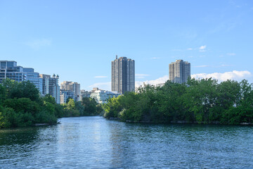 Naklejka premium Scenic view of the Etobicoke skyline in Toronto Ontario