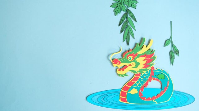 Chinese Dragon Boat Festival celebration with traditional dragon boat race and zongzi dumplings