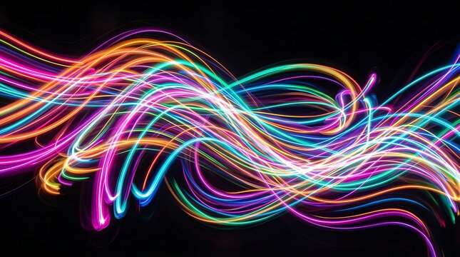 Colorful Light Trails Creating Dynamic Motion Effect.