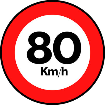 Speed Limit 80 kmh Traffic Sign Vector
