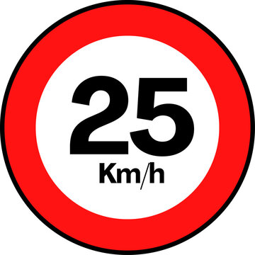 Speed Limit 25 kmh Traffic Sign Vector