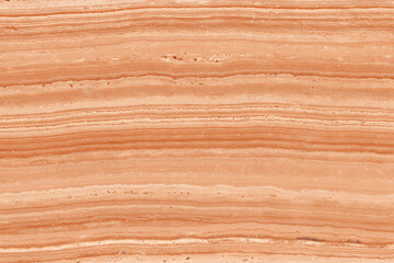 Fototapeta premium Orange layered marble texture background with horizontal sedimentary bands and natural striations creating warm earthy pattern