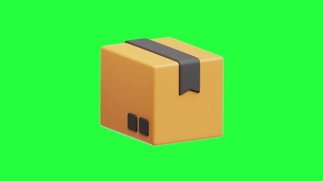 3D Package Icon Floating Animation on Green Screen or White Background for Delivery, Shipping, and Logistics Concept