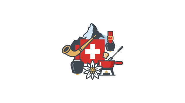 Swiss Culture and Symbols Illustration
