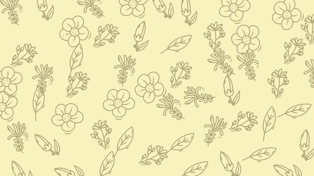 Yellow background with hand drawn floral patterns perfect for stationery, posters, and digital designs for a fresh botanical aesthetic.