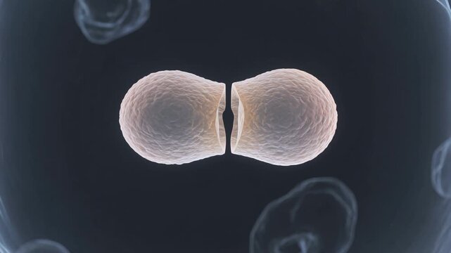 Hyper realistic 3D animation showcasing single organic stem cell division medical science research background footage
