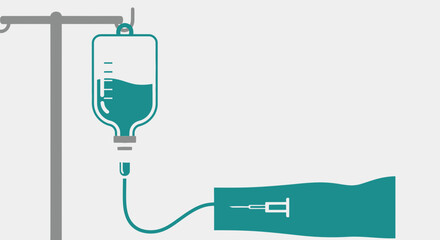 Obraz premium Medical Infusion Process Depicted Through Minimalist Design For Health And Wellness