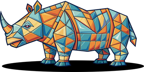 Add a modern, artistic touch to your creative projects! This unique low-poly geometric rhino illustration is ready to enhance your creative designs. © enezxy