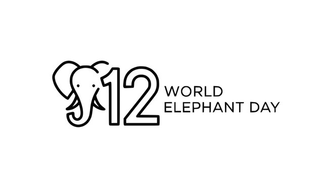 World Elephant Day 12 August graphic design with elephant head icon