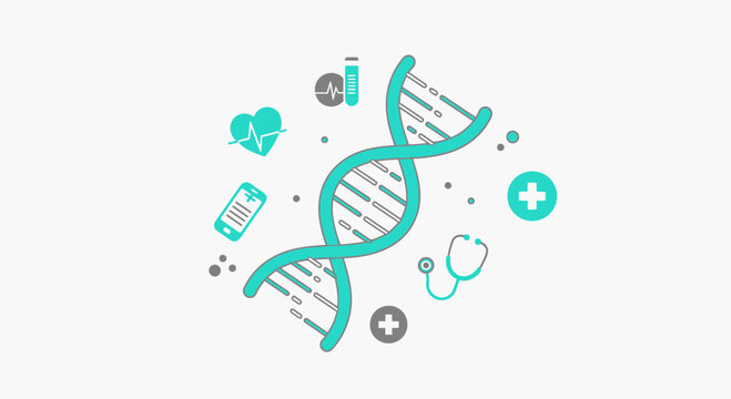Medical Innovation, Illustrating Genetic Data for Healthcare, Clinical Technology and Science