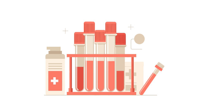 Medical Laboratory Illustration Depicting Blood Tests, Medicine, and Healthcare with Vector Graphics