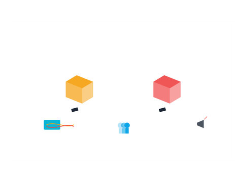 Data migration and ETL process concept with yellow and red cubes transferring files, data transfer vector illustration