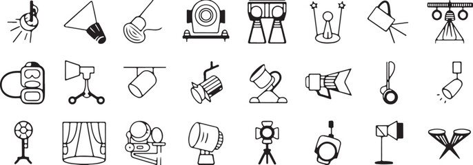 Lighting stands mounts and clamps icon collection © Icon Stock