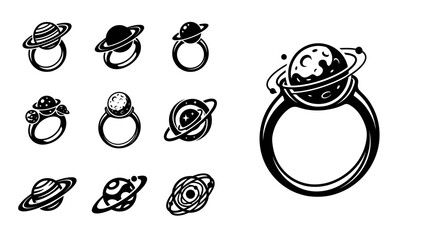 Cosmic Rings: Collection of Planet and Orbit Engagement Rings © khami