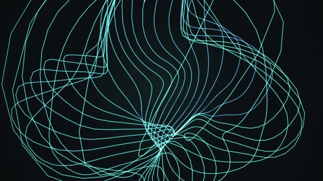 Mesmerizing 4K UHD loop of a glowing copper spherical harmonics morphing through an abstract topology field with cinematic depth. Ideal for music video, data visualization. 4K UHD.