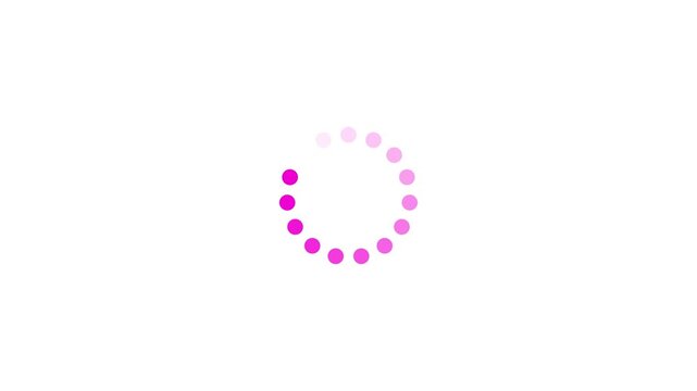 Pink circular loading spinner animation on white background, minimalist progress indicator for ui ux