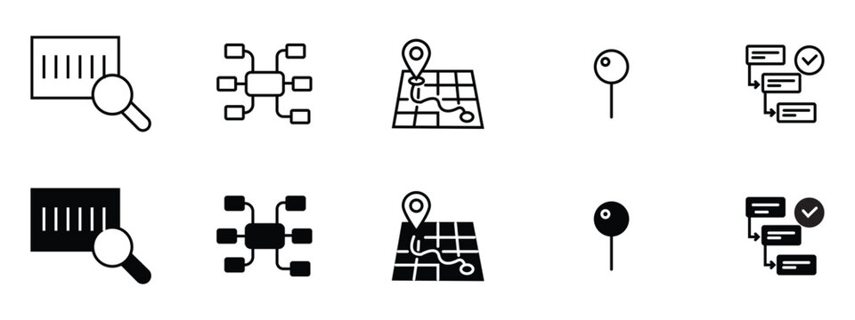 Tracking Number Icon Set - Tracking Number Code Search Package Location Registry Find Icons