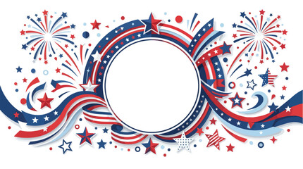 Fototapeta premium Independence Day celebration background with red white and blue fireworks and stars