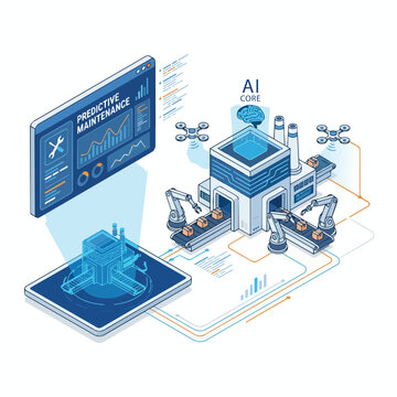 Artificial intelligence powered smart factory with predictive maintenance dashboard autonomous robots