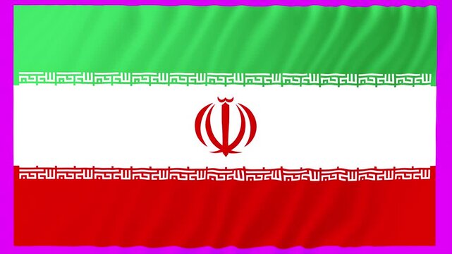 Waving flag of iran realistic animation with green white and red stripes and central emblem symbolizing national pride and patriotism in high definition video