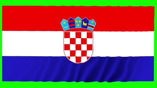 Croatia flag waving in the wind with a bright green screen background for easy chroma key compositing in high quality digital motion graphics for national celebration