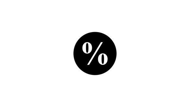 Minimalist black percent symbol animation on white base.